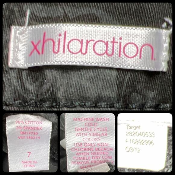 Xhilaration Jeans Peacock Print Juniors 7 Black Gray - Picture 7 of 12